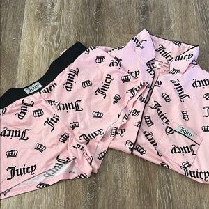 Juicy Couture Pink and Black Logo Pajama Set
